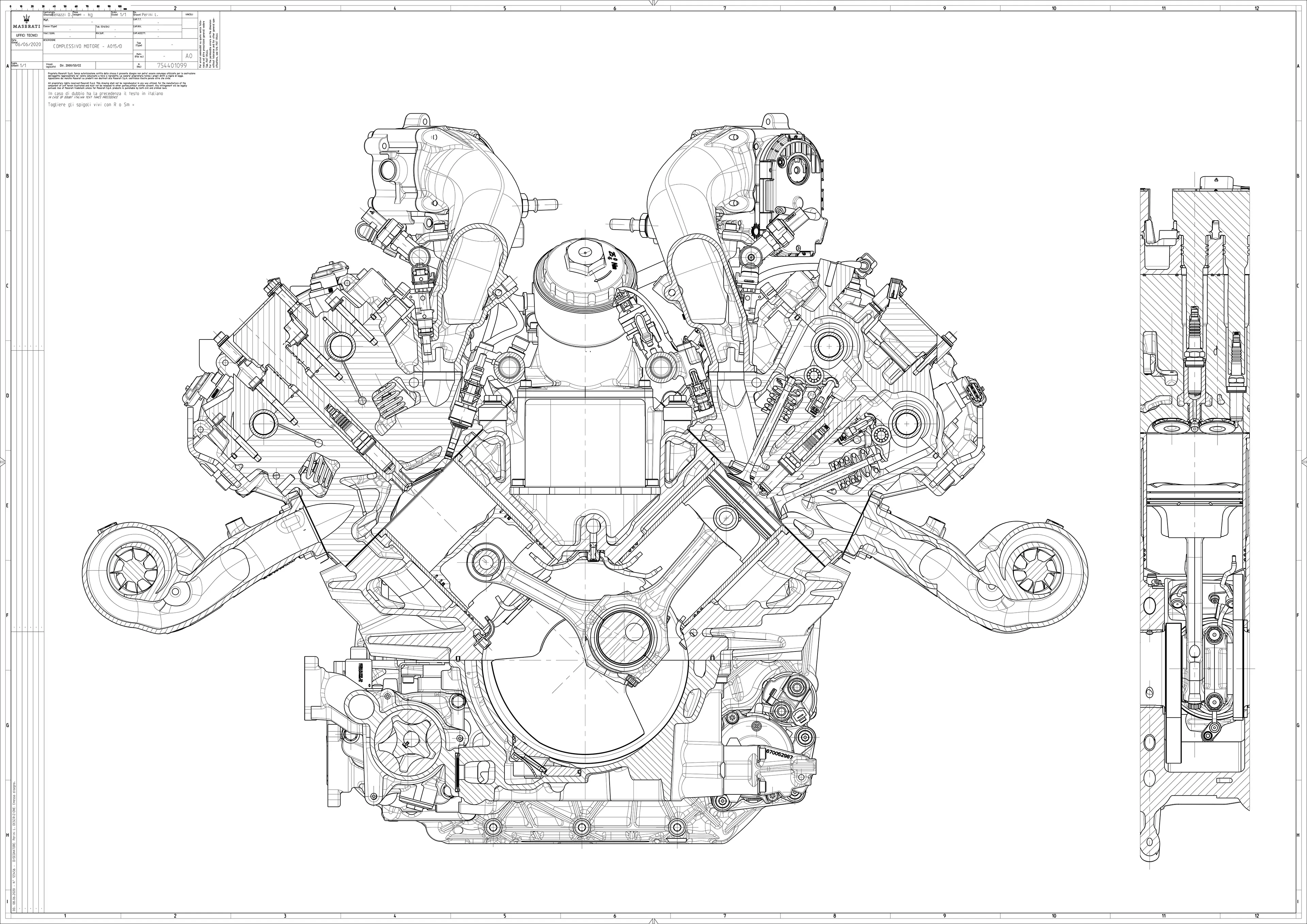 Maserati Nettuno Engine Blueprint (Technical Drawing)
